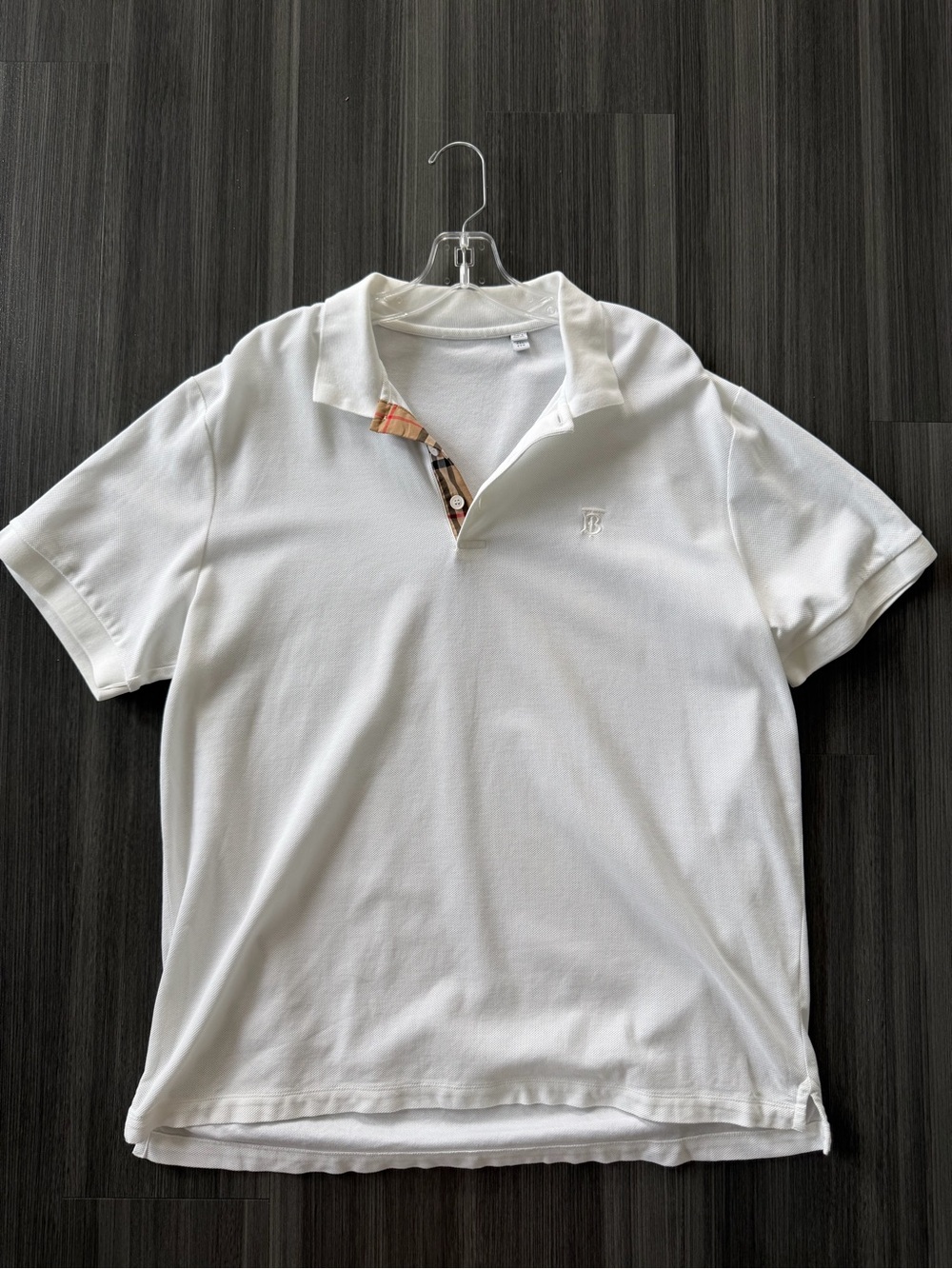 Burberry White Cotton Polo Shirt with Signature Check Trim